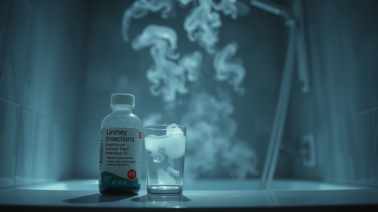Een afbeelding van een badkamer met medicijnen voor urineweginfecties.