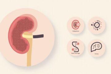 Vectorillustratie van een nier met diagrammen over genetische mutaties.