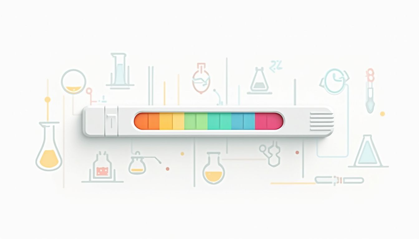 Flat vectorillustratie van een urineteststrip met kleurblokken.