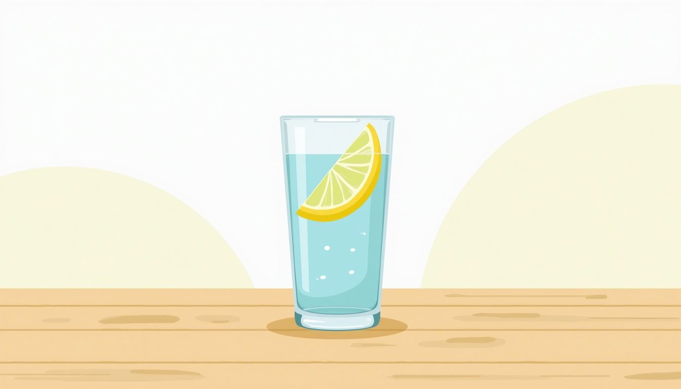 Minimalistische vectorillustratie van een glas water met een citroen. Minimalistische vectorillustratie van een glas water met een citroen.