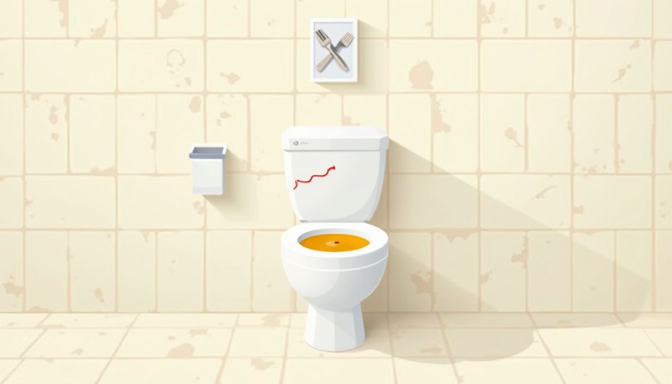 Minimalistische vectorillustratie van een badkamer met een toilet en tegels.