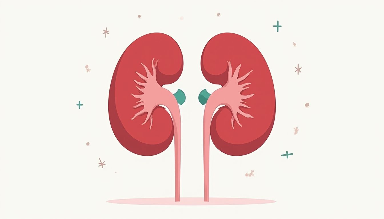 Minimalistische vectorillustratie van een vergrootte nier met anatomische details. Minimalistische vectorillustratie van een vergrootte nier met anatomische details.